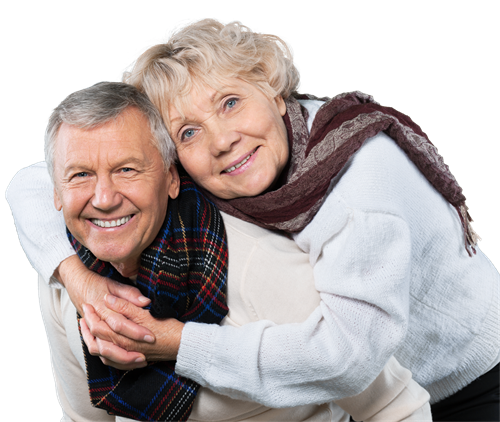 senior man and woman smiling 